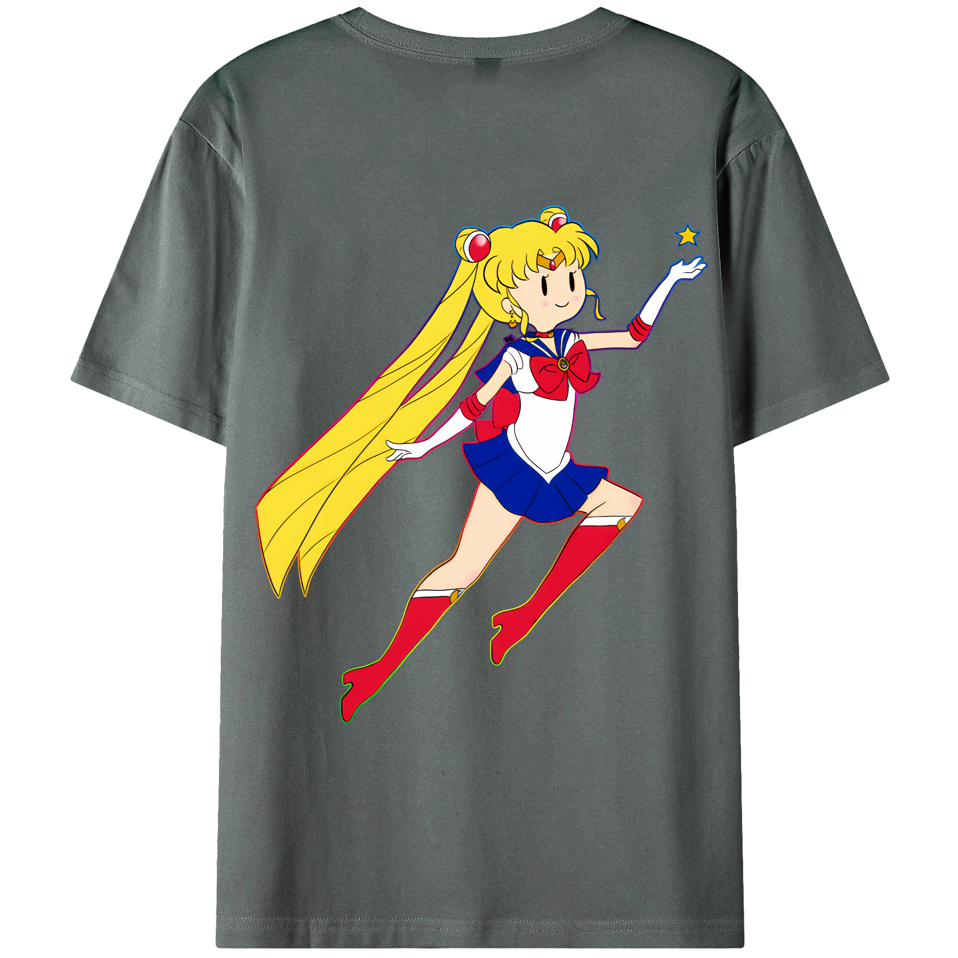 （画像用） 美少女戦士セーラームーン 月野 うさぎ つきの うさぎ Sailor Moon Tsukino Usagi 綿100％ メンズ半袖Tシャツ（バックプリント） 通気性